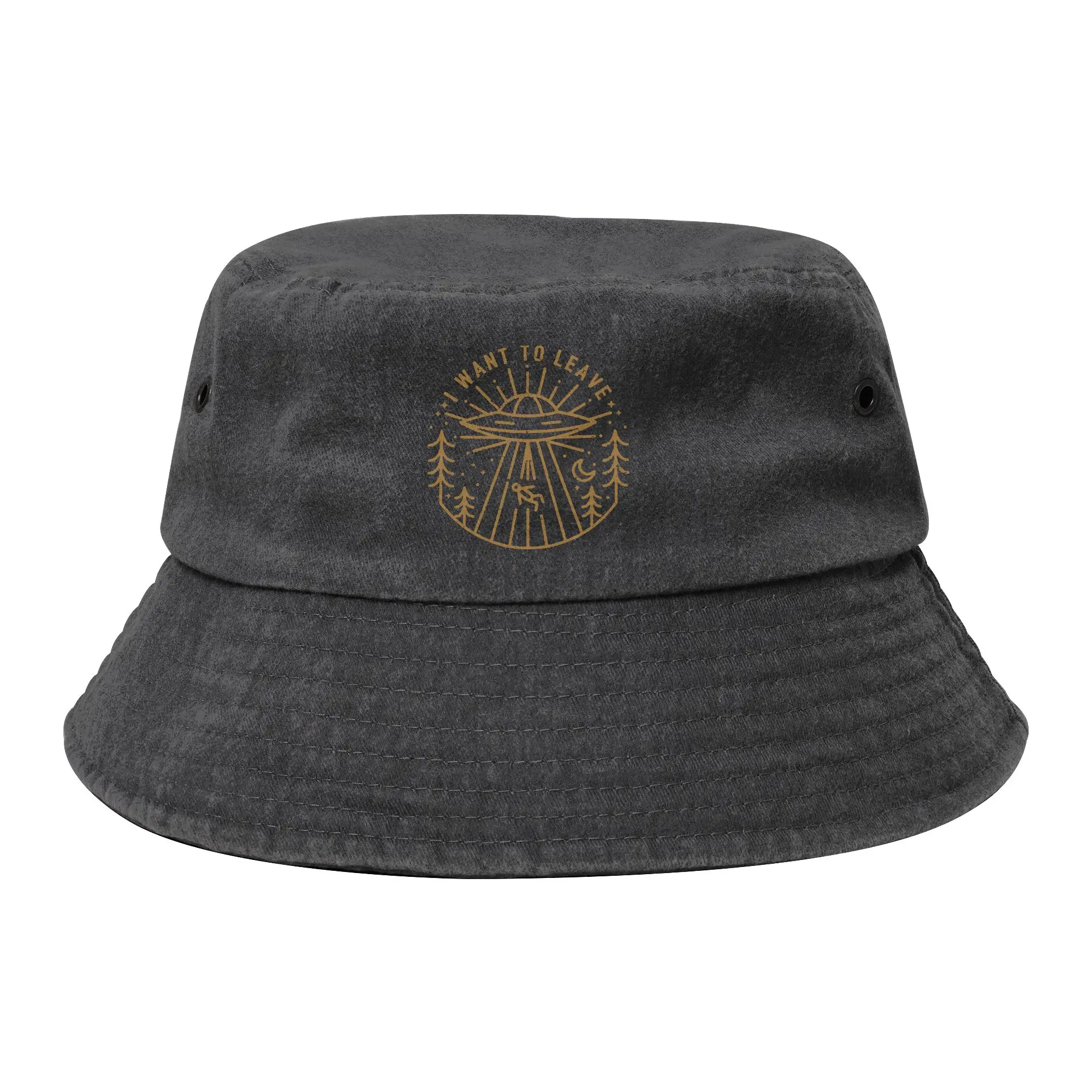 Unisex Bucket Hats I Want To Leave The X Files Travel Headwear UV Protection Sports Fishing Hat Aliens Ispoti Hat Birthday Gifts