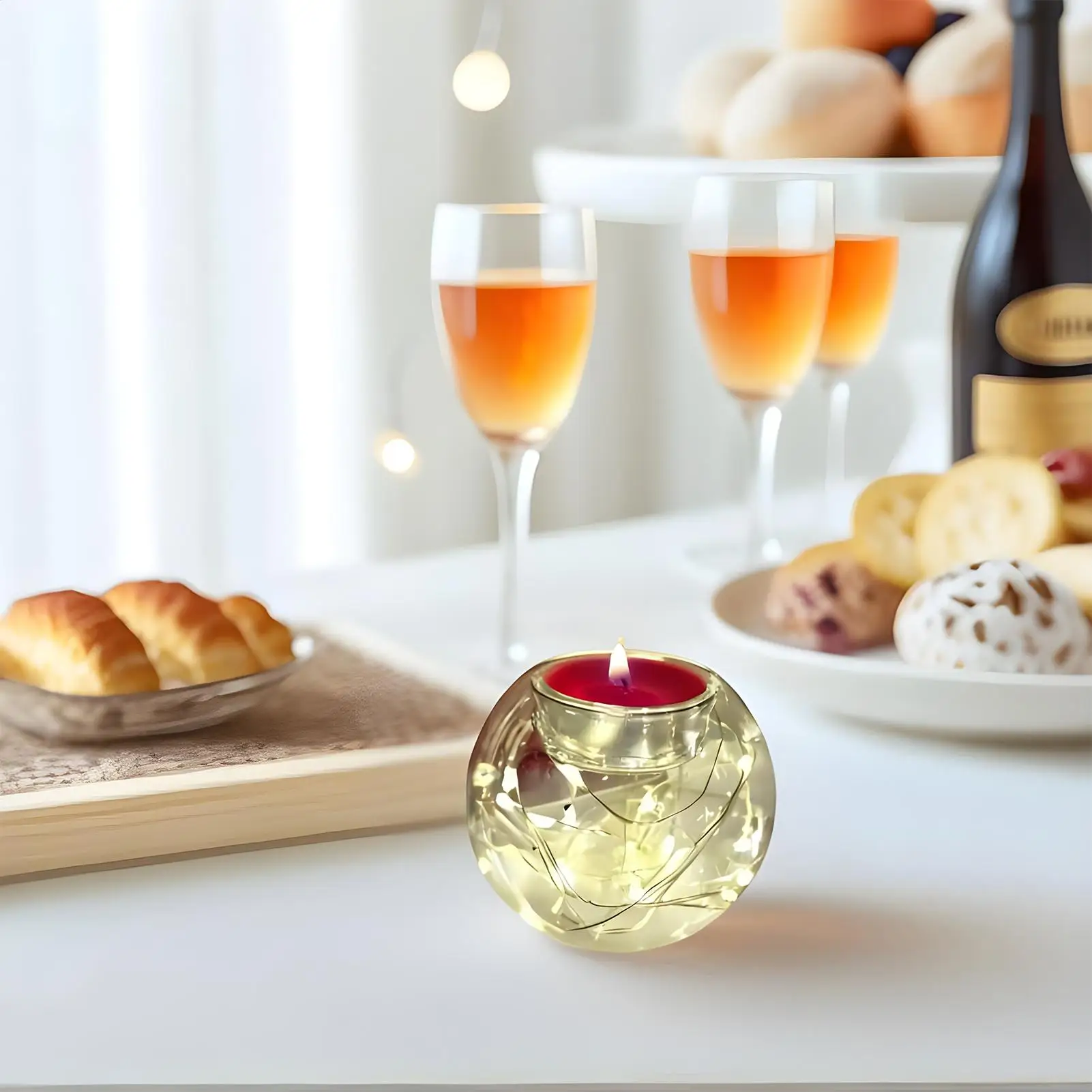 Glass Tealight Candle Holder Translucent Decor For Festive Table Centerpiece Christmas Tea Lights Candle Holder For Party Tree - Image 3