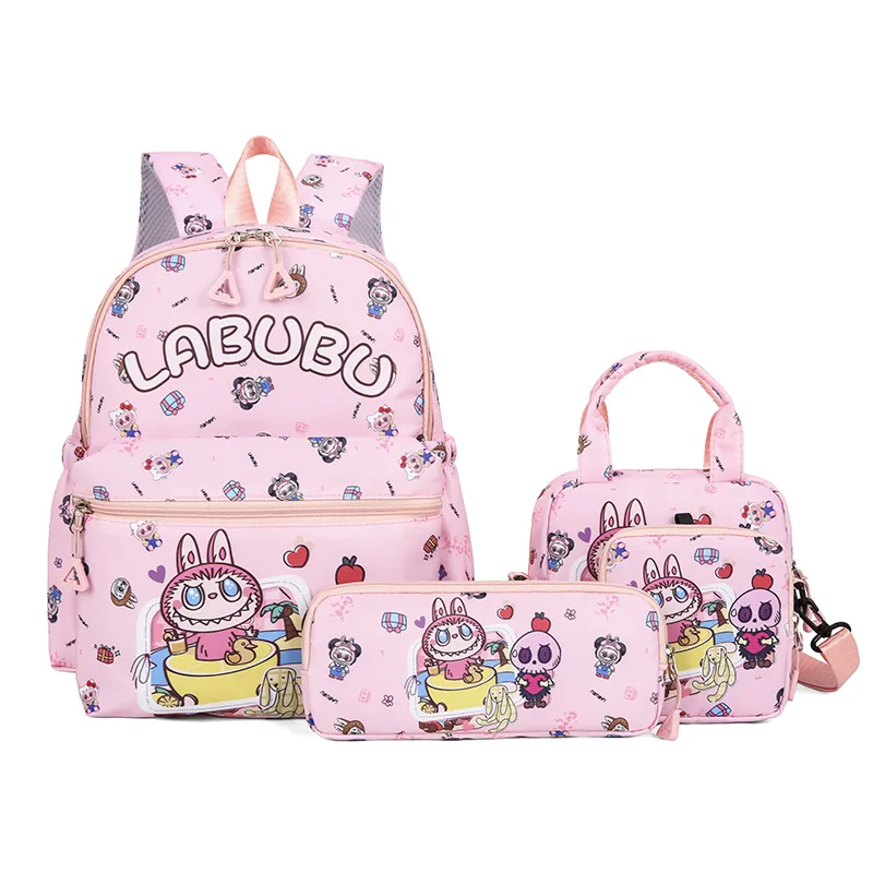 

4pcs Labubu Cartoon Schoolbag Children Backpack Cute Student Schoolbag Large Capacity shoulder messenger bag for Boys and Girls