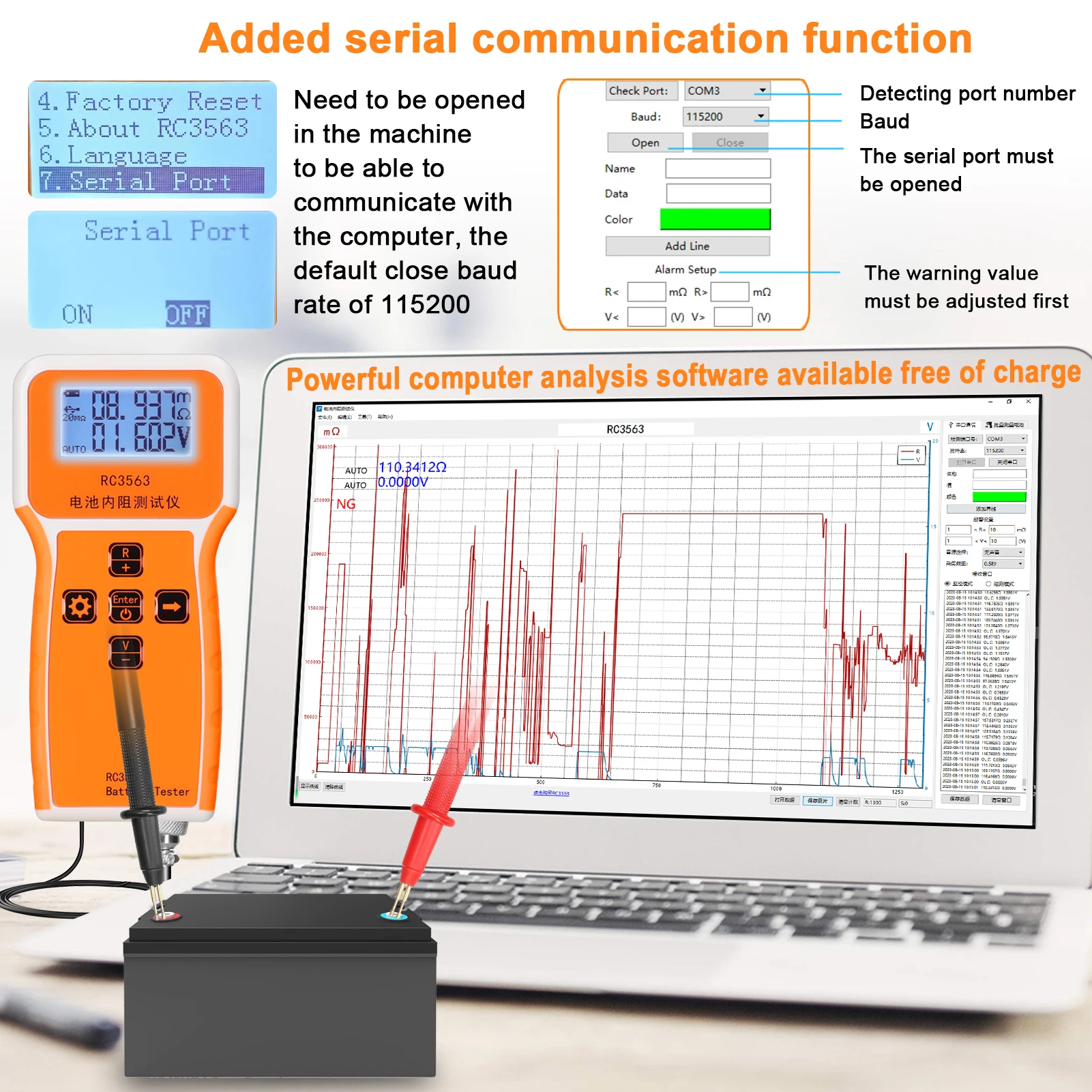 Imagem -06 - Handheld Resistência Interna Tester Tensão True Four-wire Tester Bateria Display de Dígitos Rc3563 200o 100v