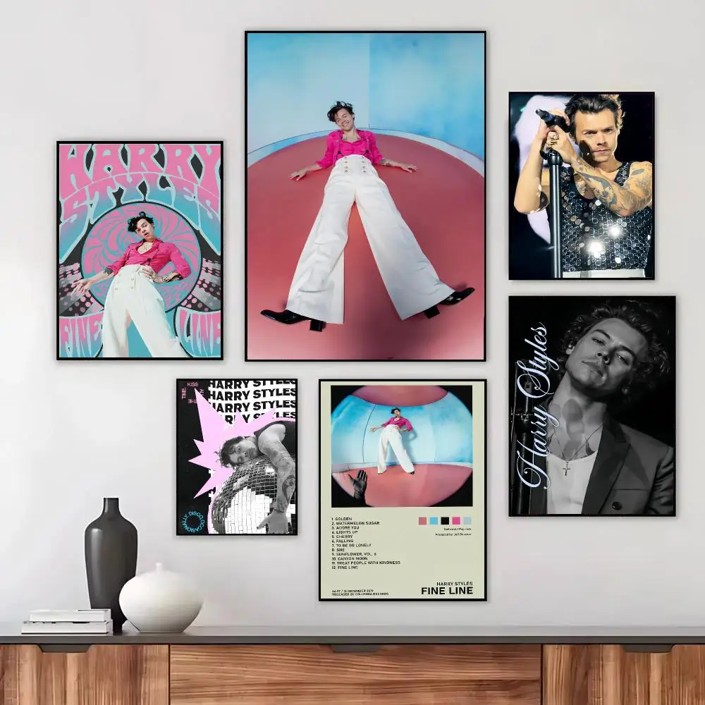 Singer H-HARRY STYLES Poster Wall Art Printed Decor Sticker Stylish Home Gift for Living Room Bedroom Corridor Cafe