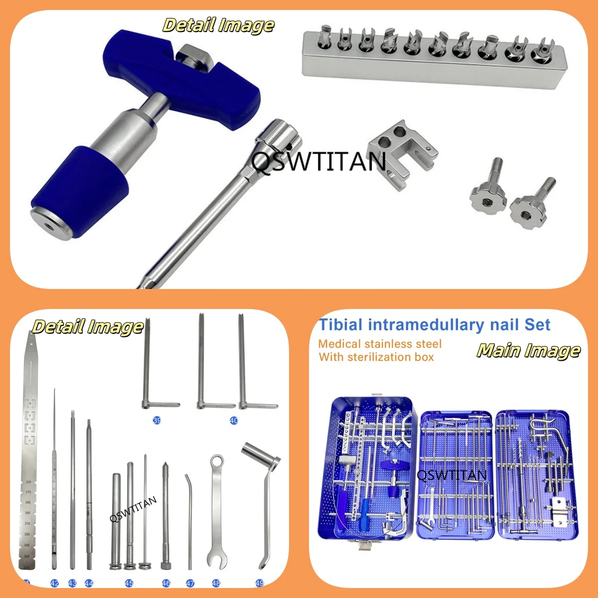 Orthopedic Surgical Tibial Interlocking Nail Set Bone Intramedullary Bone Instrument
