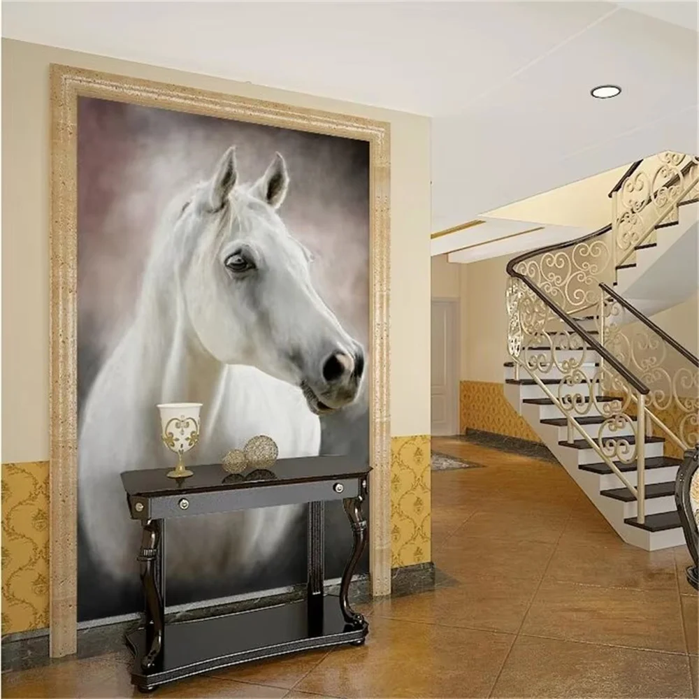 Custom 3d wallpaper mural Nordic modern art horse marble pattern gold foil porch living room bedroom Horse entrance hallway обои