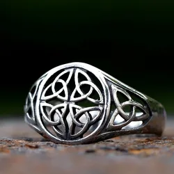 2023 New 316L Stainless Steel Viking Odin Trinity Celtic knot Ring For Men Fashion Amulet Jewelry Drop Shipping free shipping