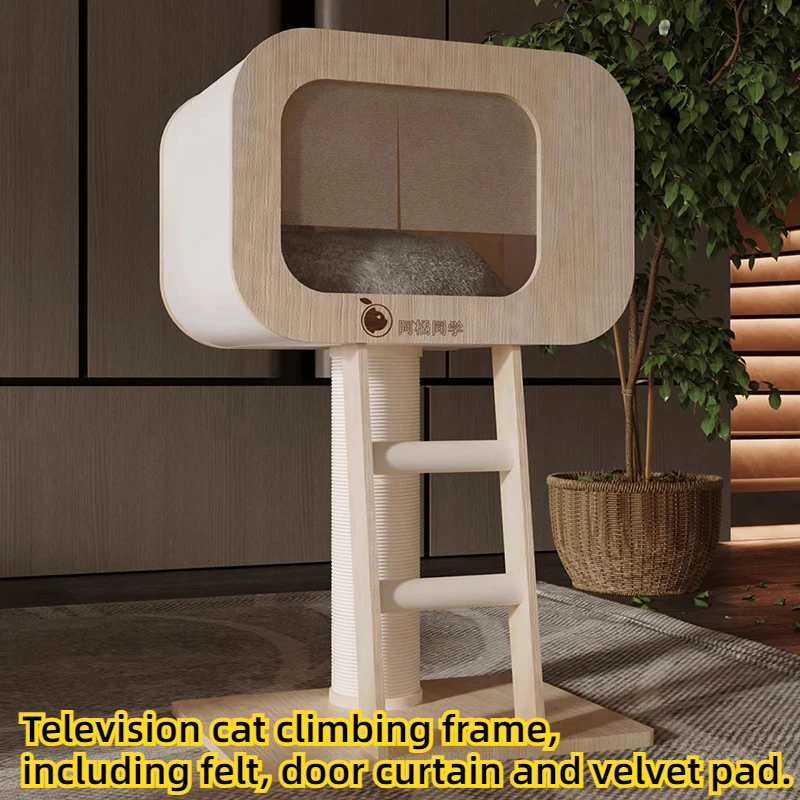 

Wooden Tree Indoor Adult Cat Bed Post Scratch Board Pole Scraper Toys Pet Cat Bed Stuff Tower Griffoire Pour Chat Cats Gadgets