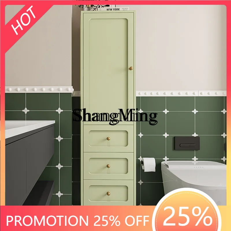 

FG good-looking new vertical cabinet bathroom side cabinet rubber wood paint towel storage cabinet