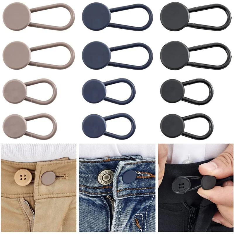 Pants Waist Button Extender 12Pcs Button Extenders for Jeans - Women Men Pants Waist Extenders - 1/1.4 Inches