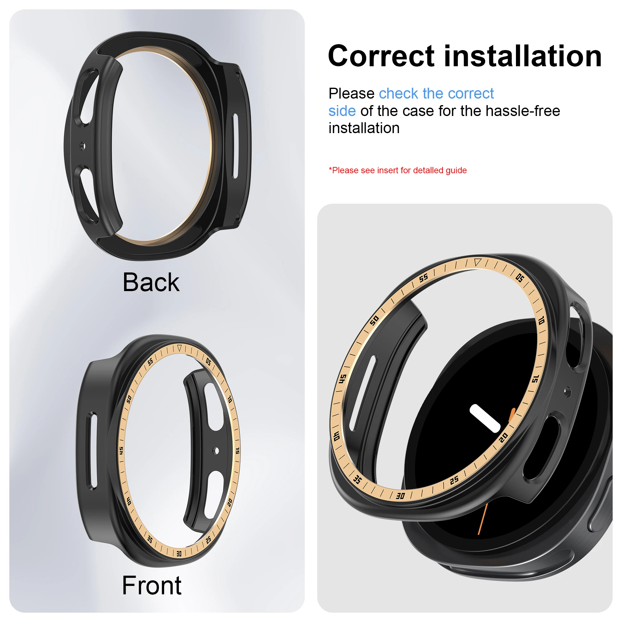 Bezel-Ring+Hülle für Samsung Galaxy Watch 8 9 44mm 40mm Schutz Hartschalen-PC-Bumper Schale Galaxy Watch 9 8 Schutzhülle – Detail 2