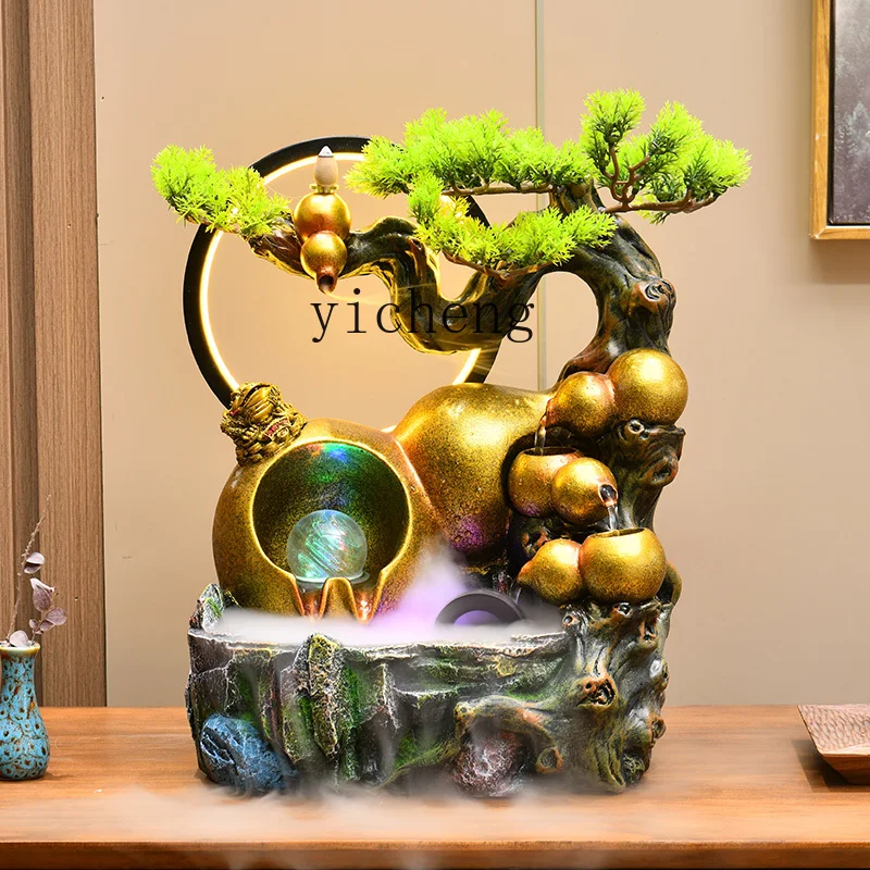 

LSL feng shui wheel lucky gourd rockery waterscape flowing water ornament circulating water office decoration