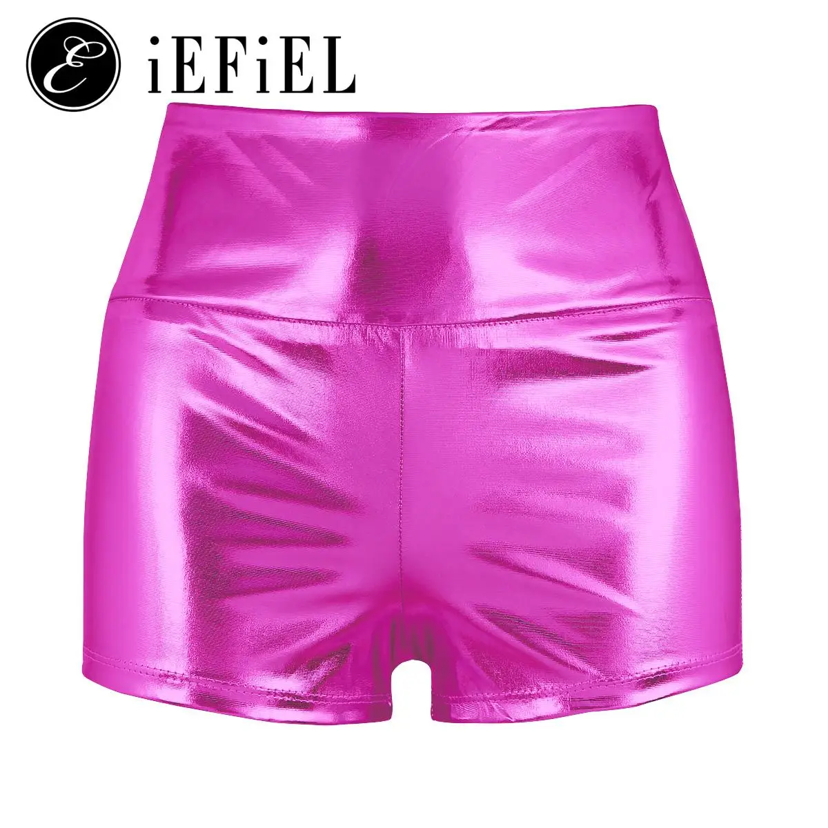 

Womens Shiny Metallic Booty Shorts High Waisted Rave Bottoms for Cheeky Dance Workout Hot Pants Festival Dancing Clubwear