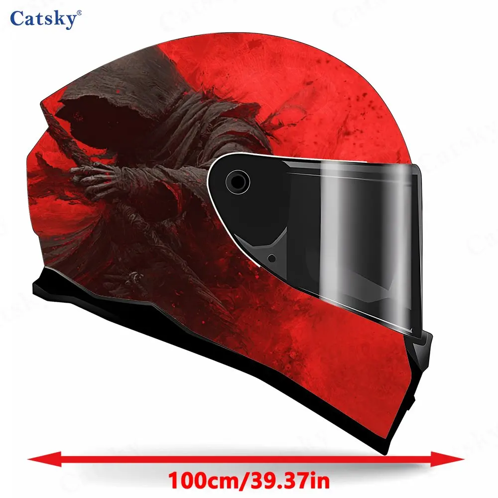 Blood-mist Grim Reaper Print Helmet stickers , PVC Material Multifunctional Helmet Stickers, Scratch-Resistant & Fade-Proof, Eas