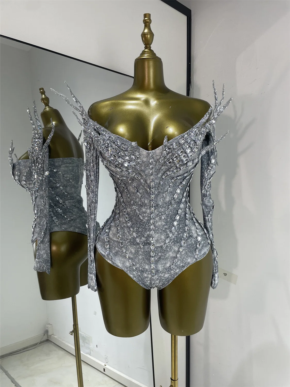 Luxurious Sparkling Diamond Strapless Jumpsuit Celebrating Birthday Stage Party Cross Dressing Queen Stage Performance Costume