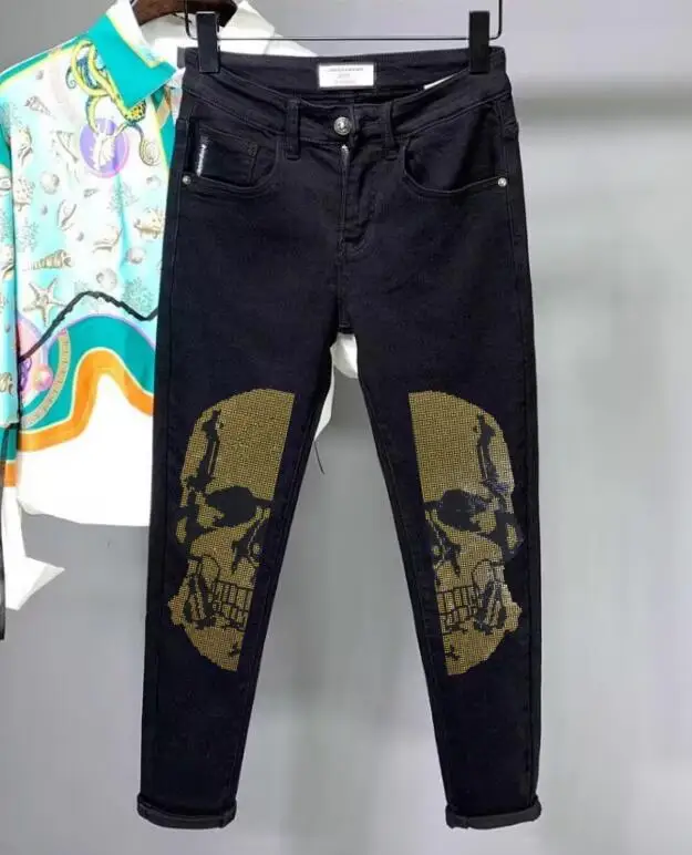 

Rhinestone jean Classic High-Quality Summer brand designer Male Trousers Men's jeans luxury designer