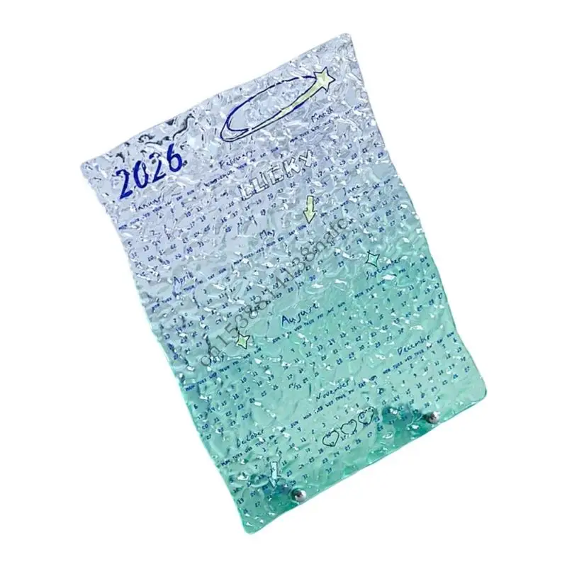 594F 2026 سنة كاملة لعرض تقويم سطح المكتب تقويم أكريليك مقاوم للكسر للمدرسة والمكتب والمنزل وعرض رف الطاولة