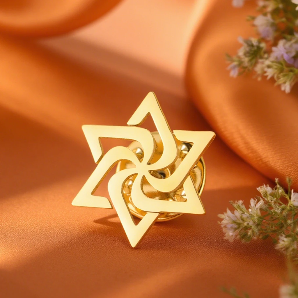 Dawapara Spiral Judentum Davidstern Brosche Pins Hexagramm Wirbel Raelian Unendlichkeitssymbol Edelstahl Schmuck – Detail 4