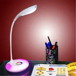 LED Desk Lamp Reading Lamp Flexible Gooseneck Touch Control Table Lamp 5W 3 Modes Eye-Care RGB Bedside Light For Bedroom Office