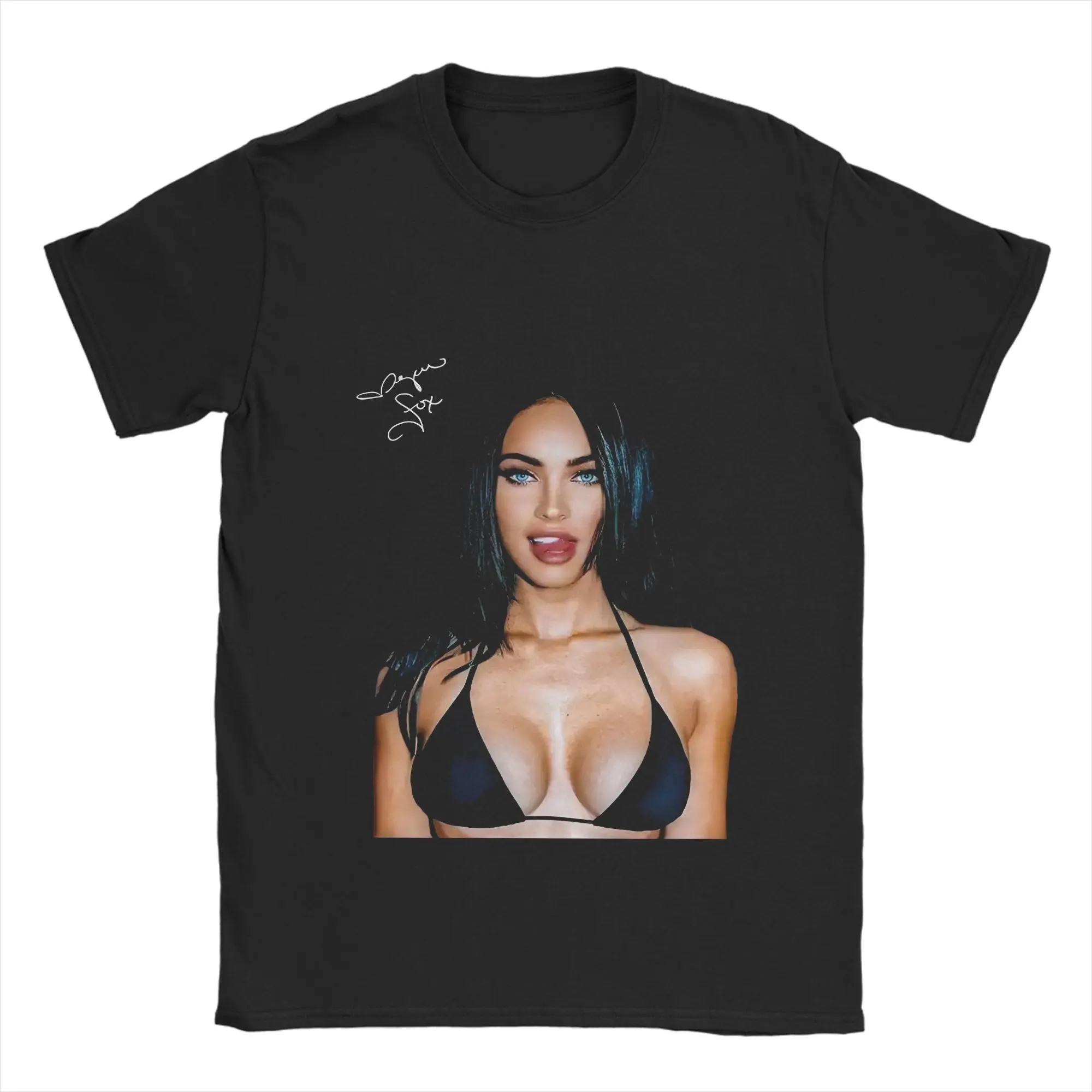 Camisetas Vintage de Megan Fox para Hombre, Cuello Redondo, 100% Algodón, Camisetas de Manga Corta, Ropa de Talla Grande