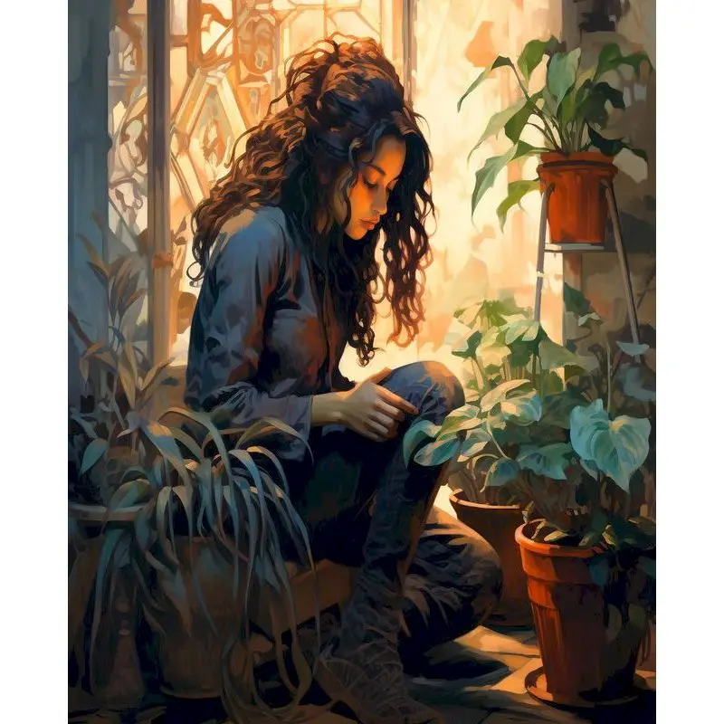 

RUOPOTY Picture With Numbers Starry Sky Sunglasses Women Picture Drawing Coloring Handpainted Art For Living Room By Number Kits