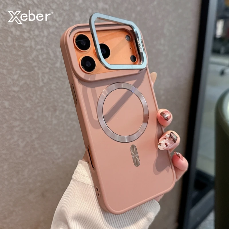 Matte magnetische kabellose Lade-Linse mit Ständer für iPhone 17, 16, 15, 14, 13, 12, 11, Pro Max Plus Air, für Magsafe, stoßfeste Abdeckung