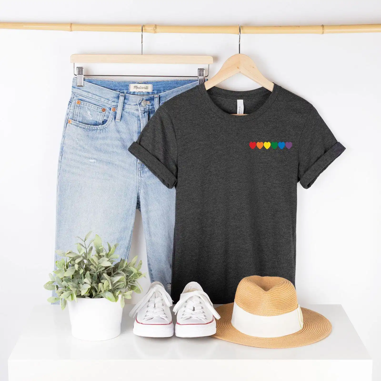 

Rainbow Heart T Shirt Lgbt Shirts Minimalist Pocket Equality Pride Love Is Support Lgbtq