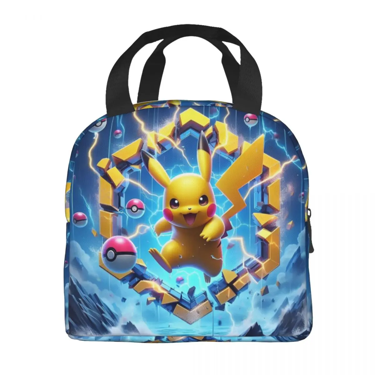 Pokemon Pikachu Lunch Bag Cartoon Travel Lunch Box For Men Aesthetic Print Tote Food Bags Oxford Cooler Bag