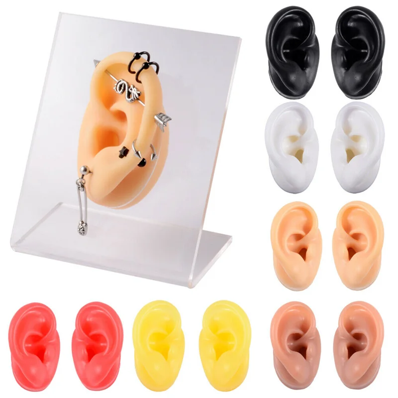 High Quality Simulation Silicone Human Ear Model Hearing Earphones Making Practice Piercing Ear Stud Jewlry Display Earring Tool