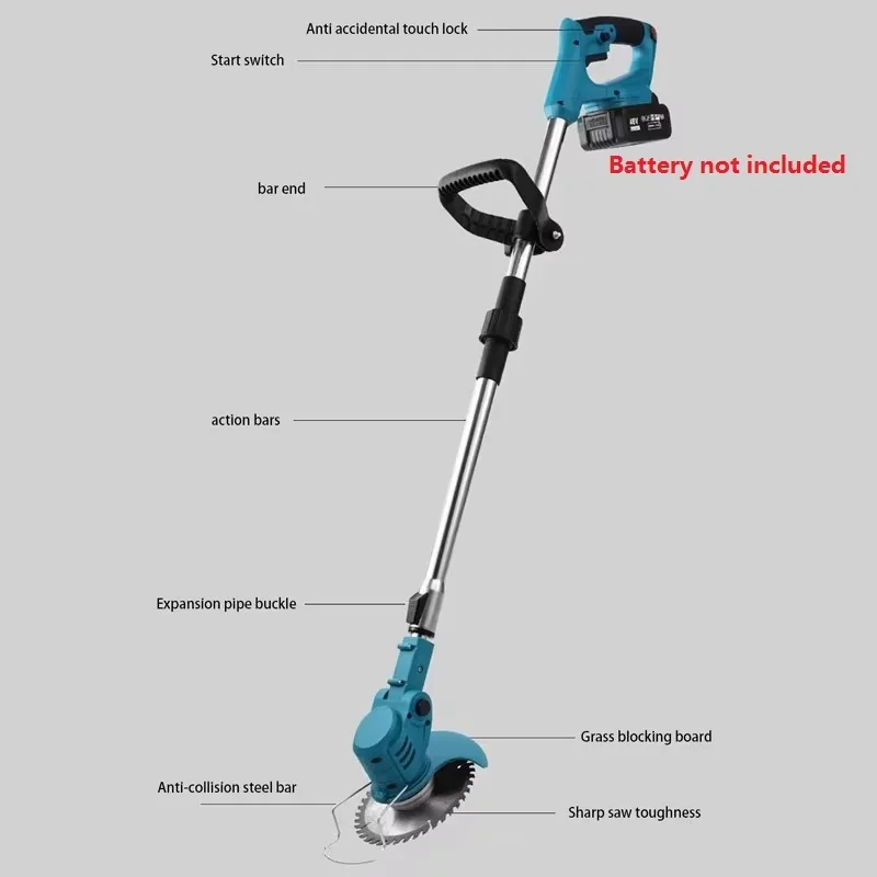 Cortador de grama de lítio sem escova multifuncional cortador de grama elétrico sem fio capinador doméstico para jardim greening sem bateria