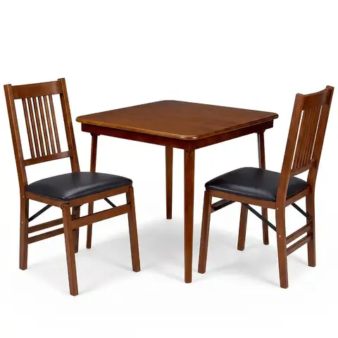 Stakmore Folding Card Table & Vinyl Upholstered Seat Folding Chair Set, Customized