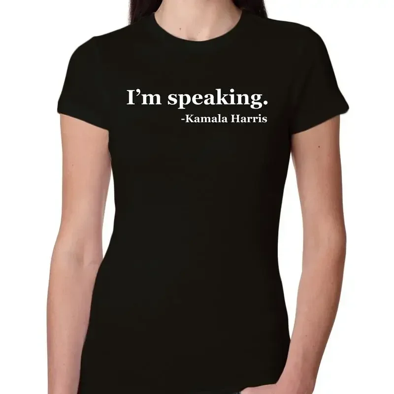 Kamala Harris I'm Speaking Quote Funny 2024 USA Election Womens Junior T Shirt