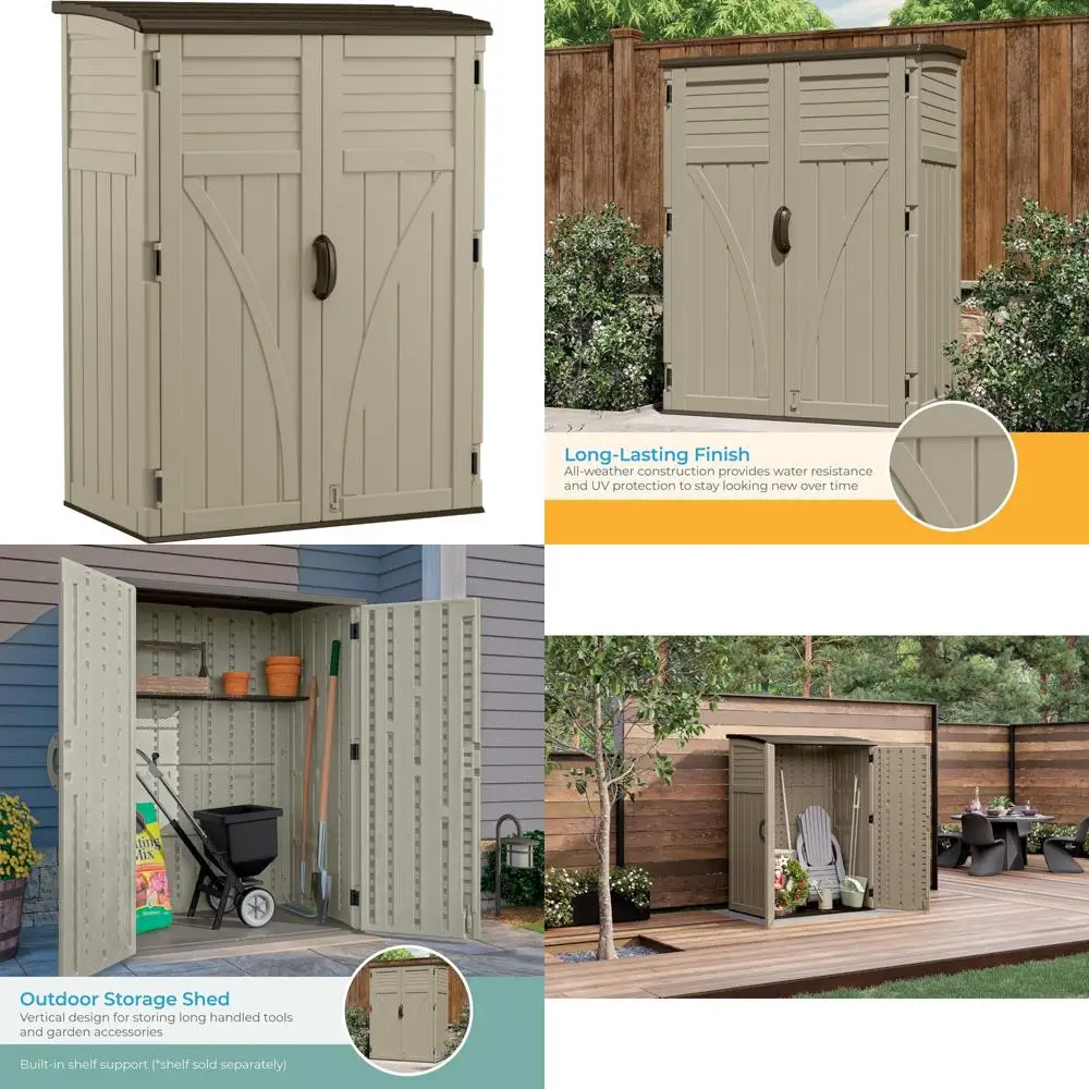 

Durable Plastic Vertical Storage Shed with 54 Cubic Feet Capacity and Spacious Outdoor Storage