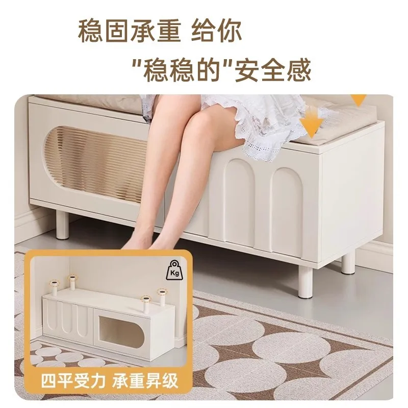 Shoe change stool door household cream wind small apartment can sit shoe cabinet entrance door shoe