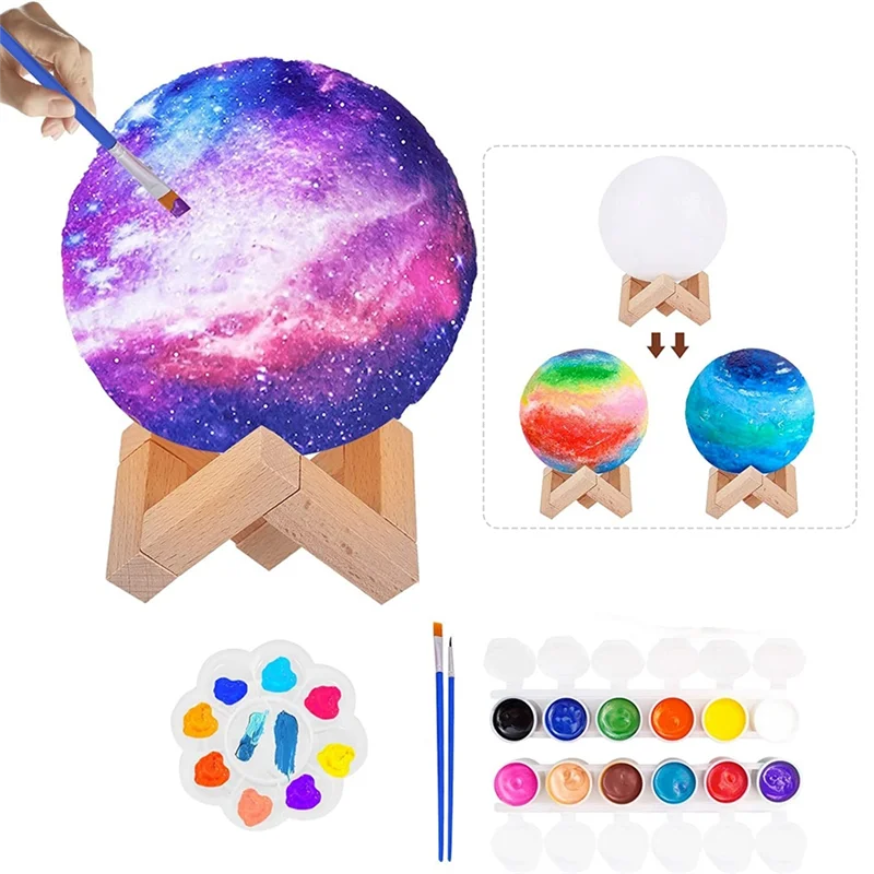 A64Z Verf je eigen maanlampkit DIY 3D Space Moon Nachtlampje Maanlamp Kit Knutselset Kunst en ambachten voor kind