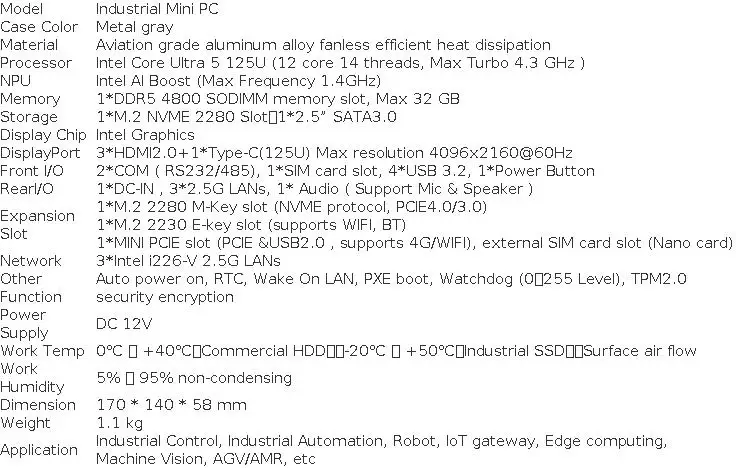 Topton Fanless Firewall Mini PC Intel Ultra 5 125U I7 1255U I3 1215U 3*2.5G LAN 3*HDMI2.0 2*COM RS232 IoT Industrial Computer