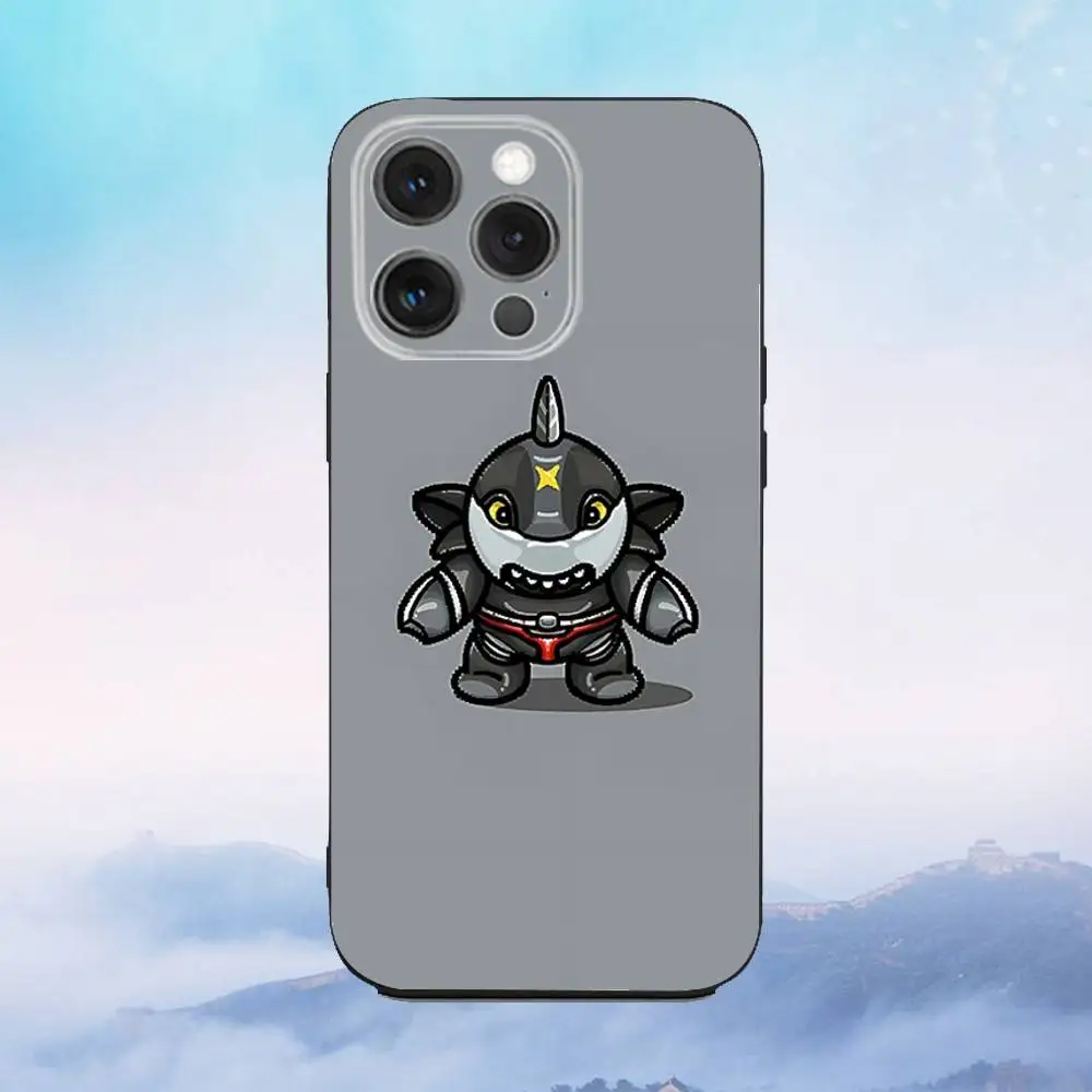B-Robo K-Kabutack حافظة هاتف لطيفة لهاتف iPhone 16e,16,15,14,13,12,11,Pro,X,XS,Max,XR,Plus,غطاء أسود ناعم صغير