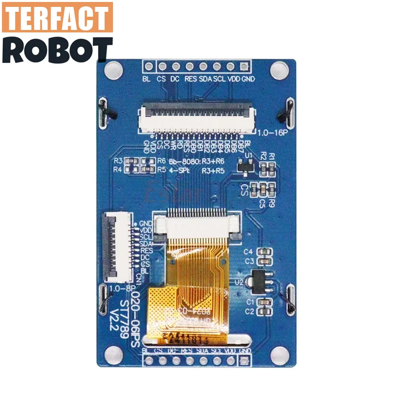 TERFACT 2.0 inch 240x320 Full Color TFT LCD Display Module with ST7789 Controller, SPI/Parallel Interface for Arduino