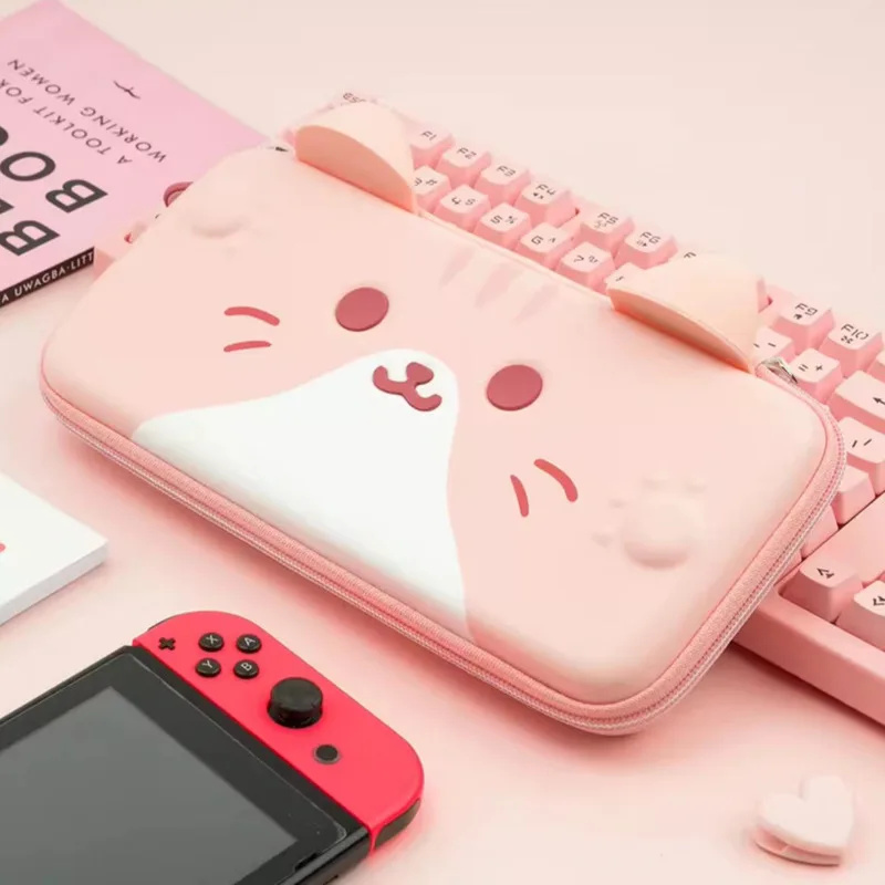 

Hard Storage Bag For Switchs 2 Cute Cat Ear Protective Case For Switchs 2 NS Accessories Large Waterproof Carrying Case