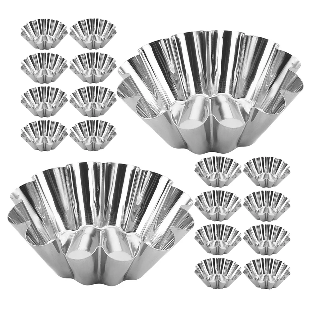 

20 Pcs Baking Mold Stainless Steel Egg Tart Jelly Molds Desserts Cooking Pudding Reusable Non Stick Cake Pastry Molds