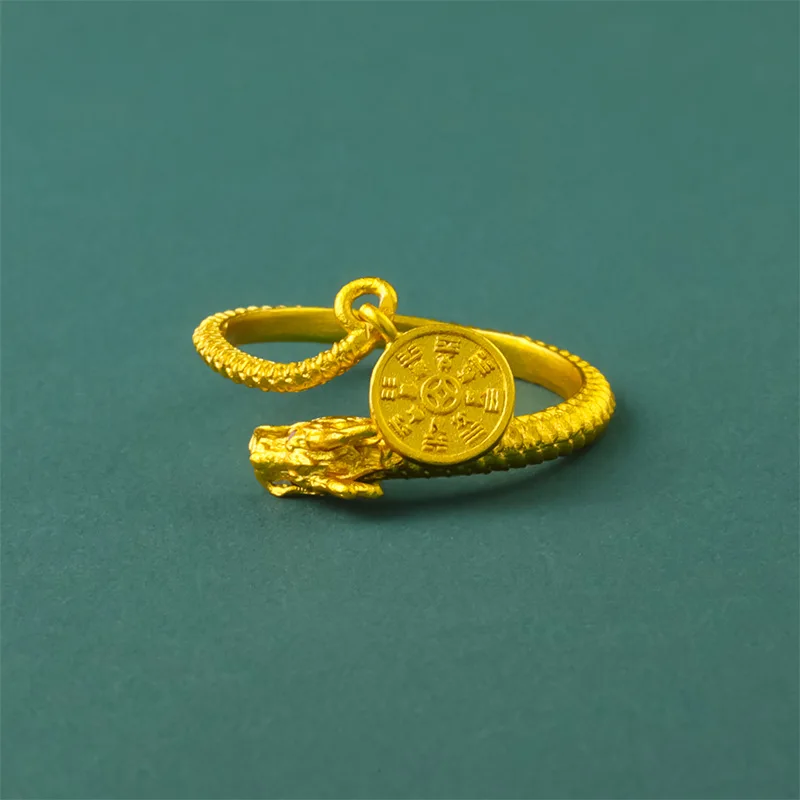 2026 Vietnamese Sand Gold Ancient Craft Adjustable Fadeless Dragon Tail Coiling Dragon Rings For Men Women Personalized Index Fi