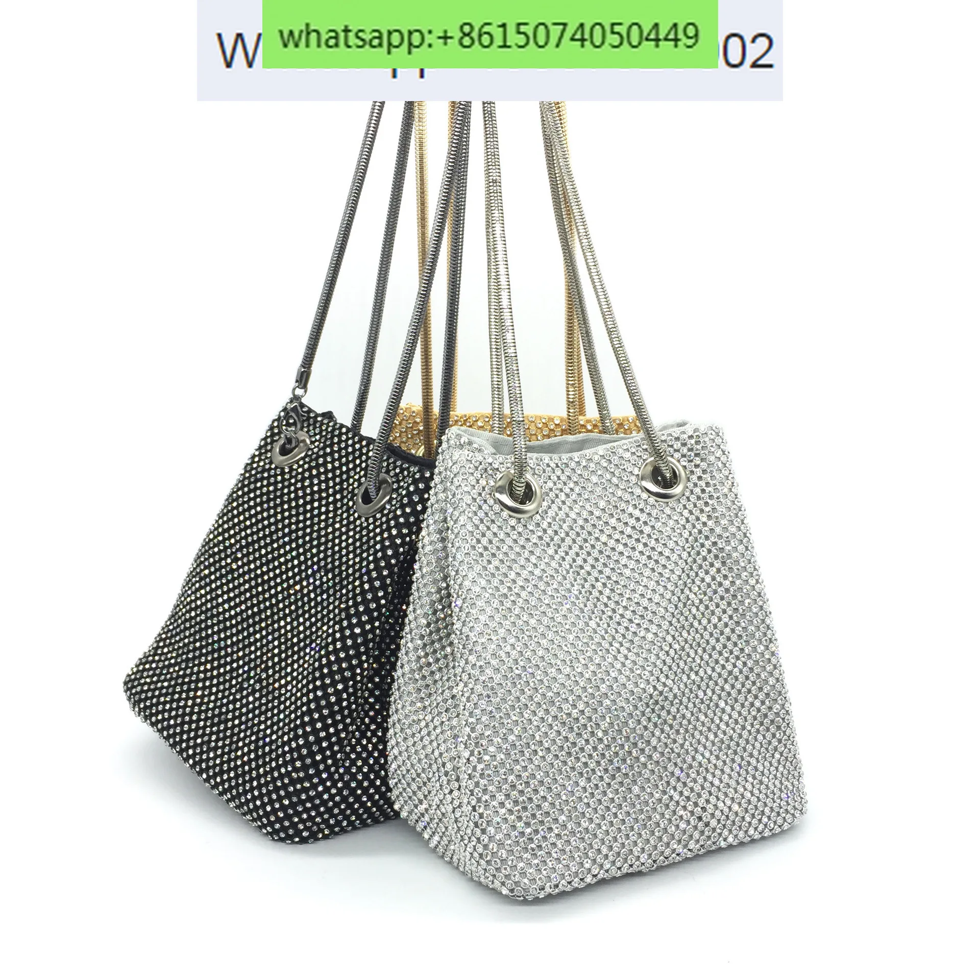 

Dinner bag, diamond evening dress bag, drawstring bucket bag, banquet handbag, Rhinestone bag