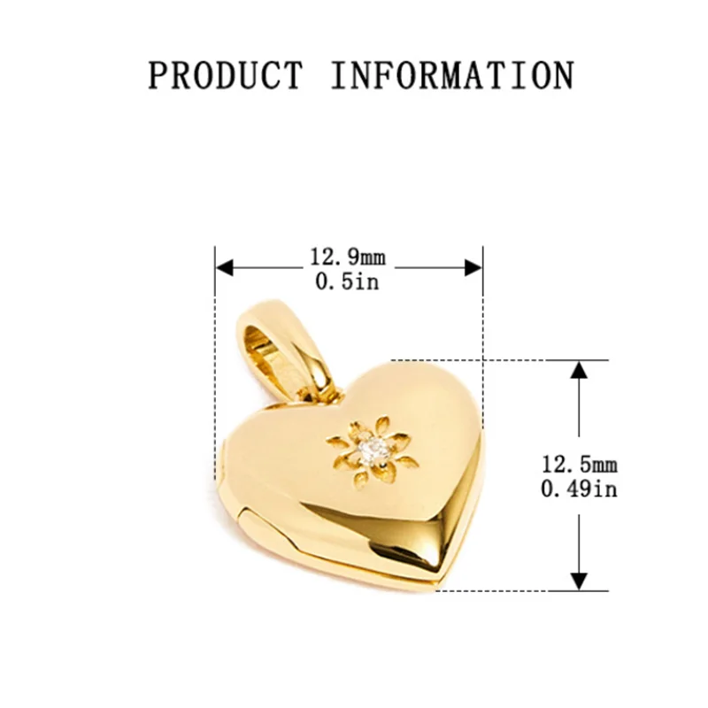 WANTME 925 Sterling Silver Elegant Sweet Love Heart Shape DIY Photo Locket Pendant for Women Trendy Unique Design Charms Jewelry