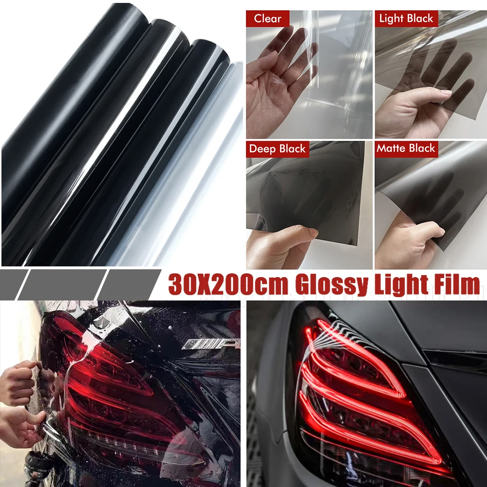

Gloss Transparent Light Black Smoke Vinyl Film Tint Waterproof for Headlights Taillight Wrap Cover Film Auto Exterior Accessory
