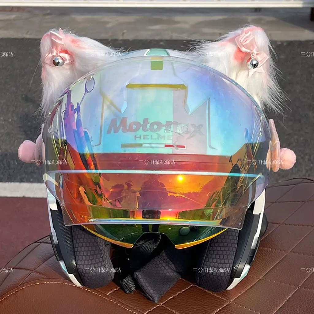 Motorcycle Helmet Accessories Cute Cat Ear Playful Plush Ear Unisex Sweet And Cool Helmet Accessory For Men And Women Decoration