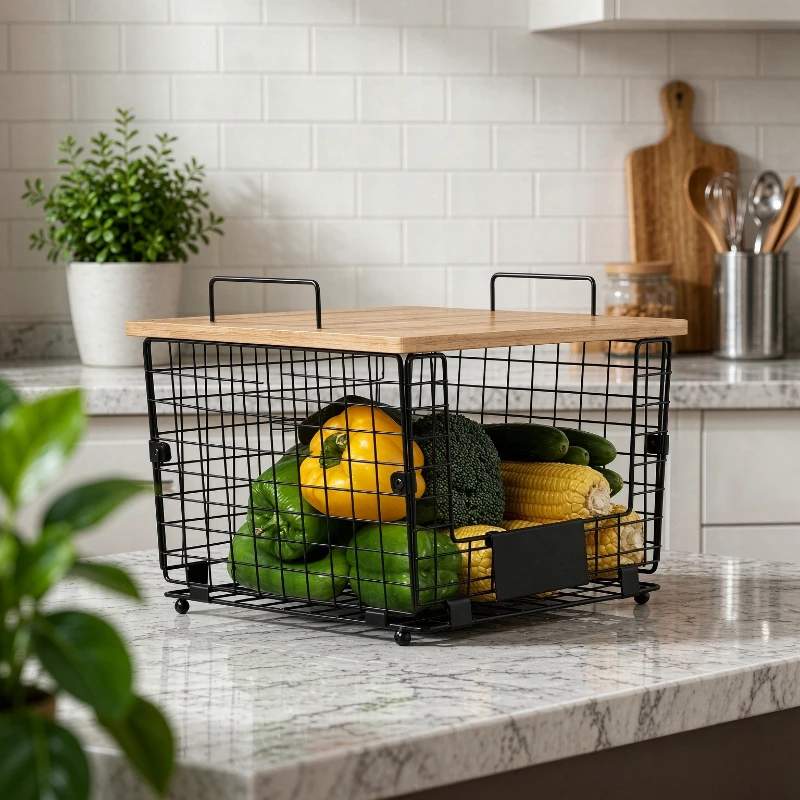 Food Storage In Cabinets - Estante de almacenamiento plegable, cesta de