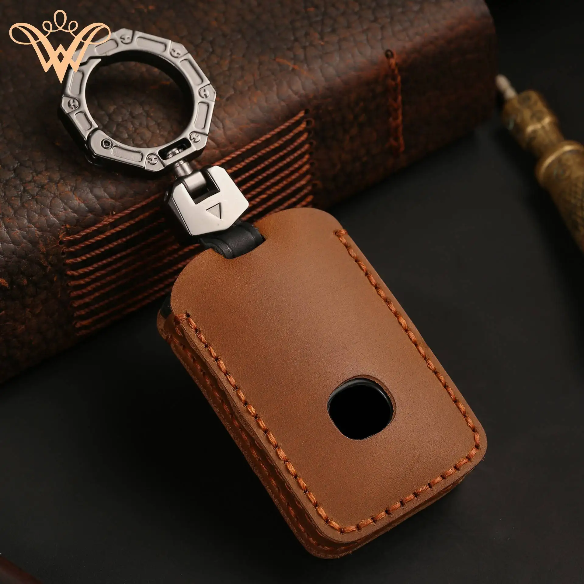 

Genuine Leather Car Key Cover For Mazda 3 Alexa CX-30 CX30 CX5 CX 5 CX-5 CX8 CX9 CX4 2019 2020 Keyring Shell Fob Case Holder