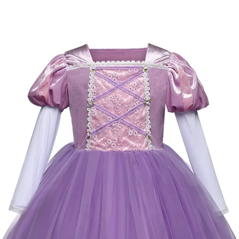 Rapunzel Dress for Girls Festival Carnival Apparel Movie Tangled Cosplay Princess Costume Children Birthday Party Outfit Frocks