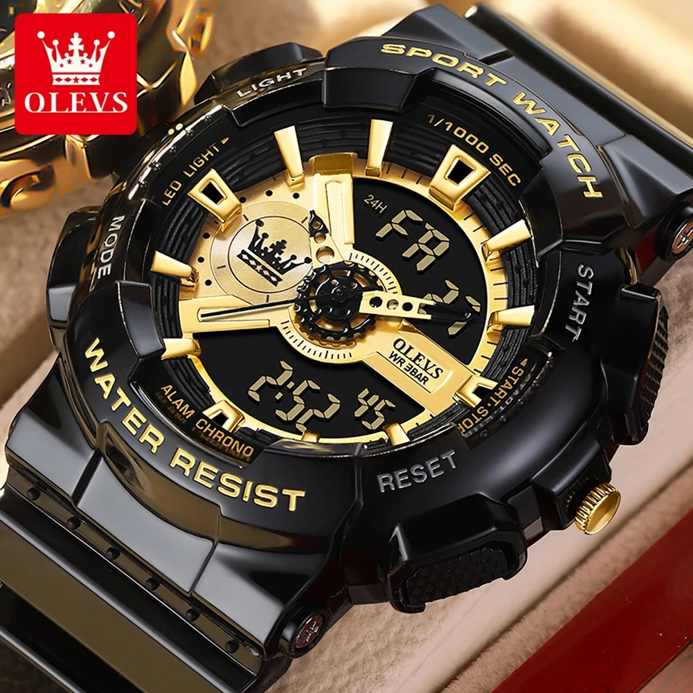 OLEVS 1102 Orologio da uomo Orologio al quarzo da lavoro originale di lusso ﻿   Orologi lunari sportivi impermeabili con data settimanale luminosa per uomo