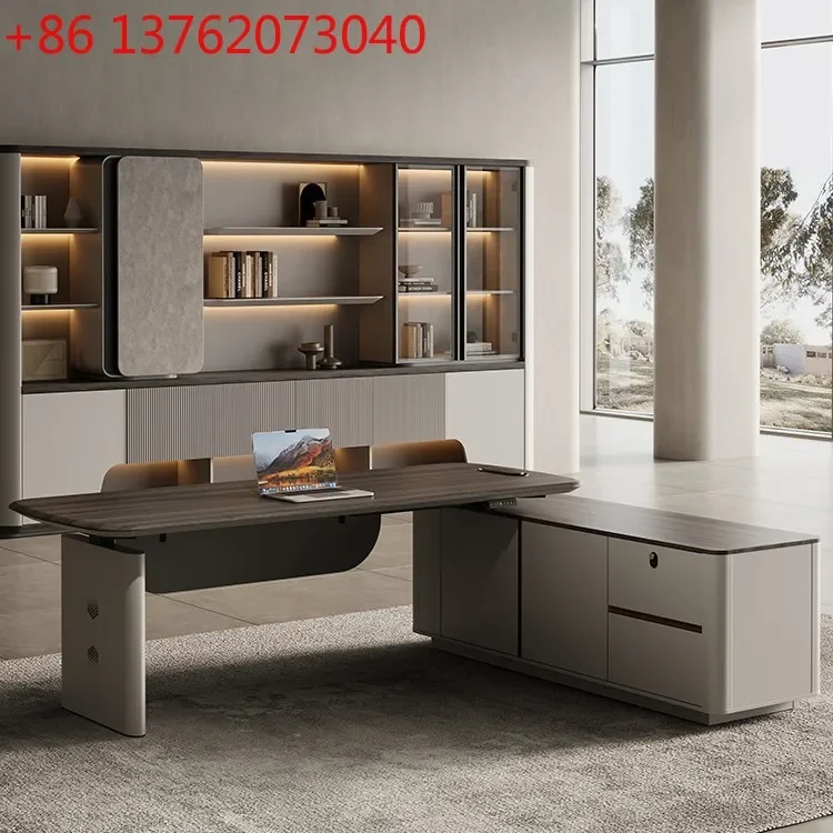 

Simple modern electric lifting boss table office table and chair combination