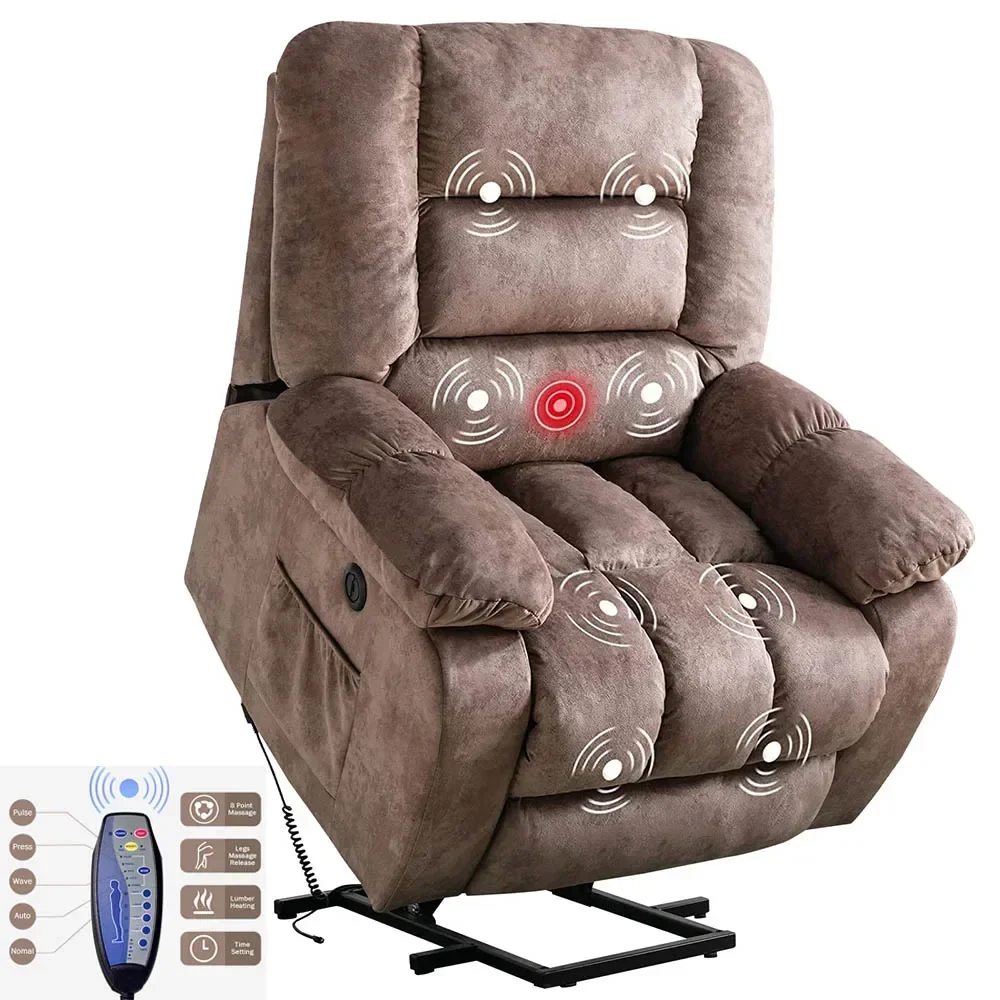 

Living Room Power Chair Lift Recliner with Side Pocket,Arm Rest and Foot Rest , Brown/Camel