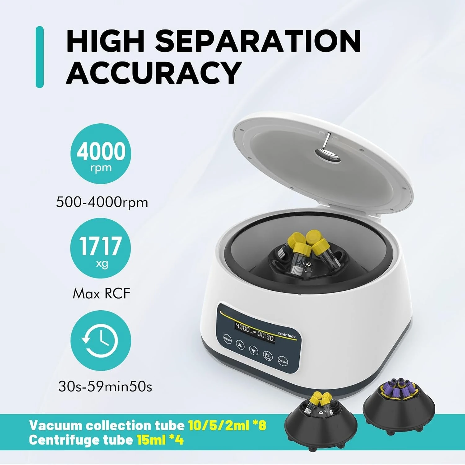 

PRP Centrifuge Machine LC-400 8 * 2ml/5ml/10ml, 4 * 15ml Lab Tubes | Low Speed Control 500-4000RPM,Max 1717xg