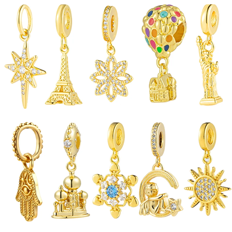 

Лидер продаж, позолоченный воздушный шар, ледяная снежинка, подвеска в виде пальмы Дивила, подвеска, подходит для оригинального серебряного браслета, ювелирные изделия своими руками